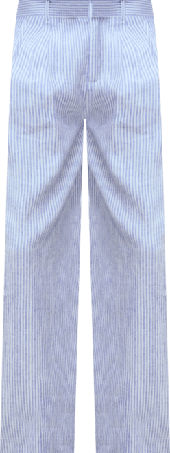 Women's Striped Linen-Blend Trousers Pants