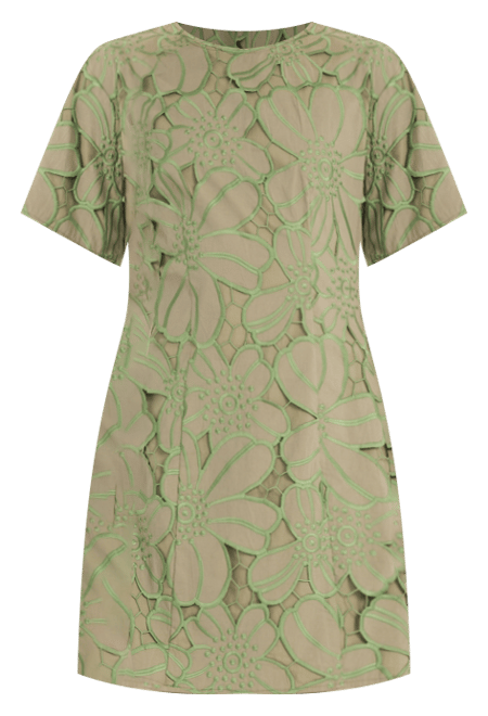 Women's Embroidered Cutout Short-Sleeve Cotton Mini Dress