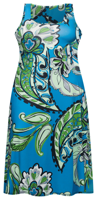 Plus Size Print Scoop Neck A-Line Sleeveless Maxi Dress