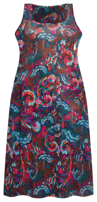 Plus Size Print Scoop Neck A-Line Sleeveless Maxi Dress