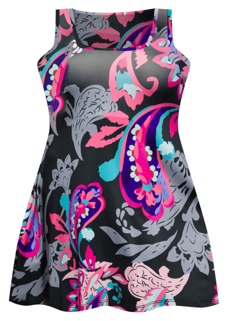 Plus Size Print Sleeveless Knee Length Tank Swing Dress