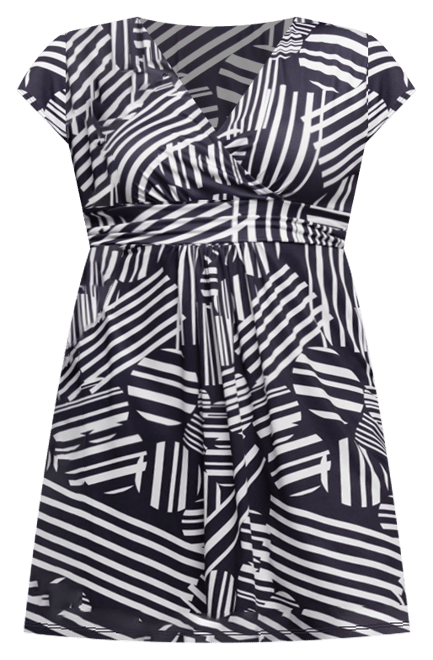 Plus Size Cap Sleeve V-Neck Knee Length Pocket Dress