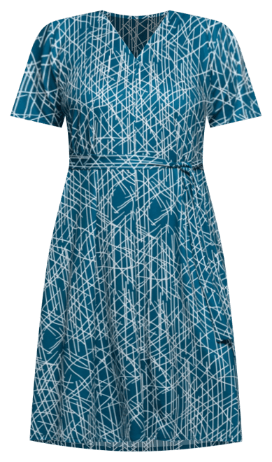 Plus Size Print Short Sleeve Tie Waist Midi Dress