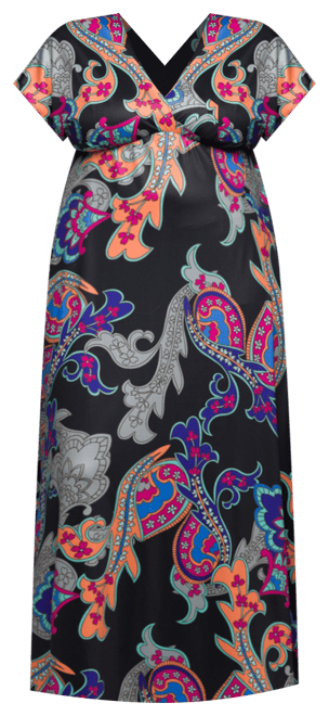 Plus Size V-Neck Empire Waist Cap Sleeve Maxi Dress