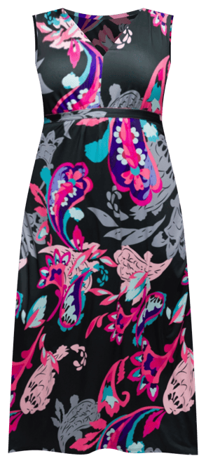 Plus Size Print V-Neck Empire Waist Sleeveless Maxi Dress