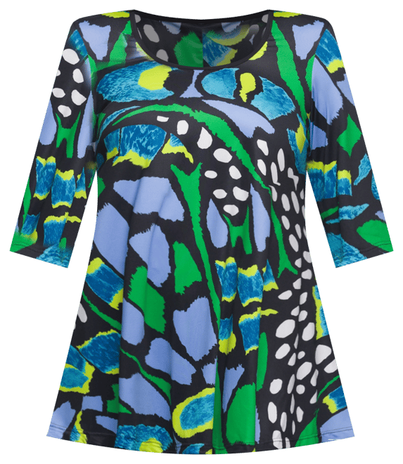 Plus Size Print Elbow Sleeve Casual Tunic Top