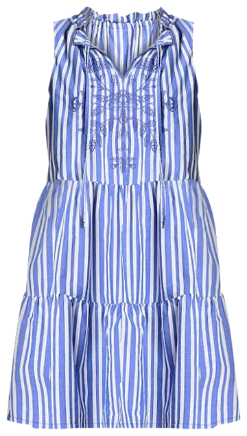 St. John's Bay Womens Sleeveless Embroidered Striped A-Line Dress