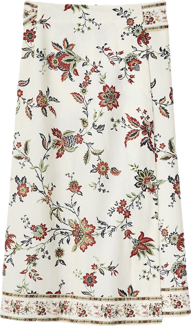Terracotta Chintz Cotton Linen Margot Wrap Skirt