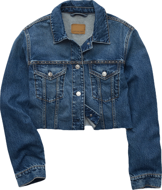 AE Cropped Studded Denim Jacket