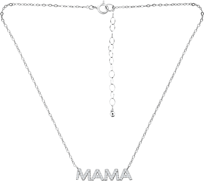Cubic Zirconia Mama Pendant Necklace in 18k Gold-Plated Sterling Silver (also in Sterling Silver), 16" + 2" extender, Exclusively at Mac