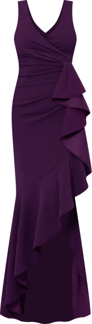 Petite Ruffled High-Low Mermaid Gown