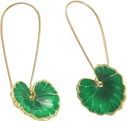 Women's Green Lotus Leaf Drop Earrings