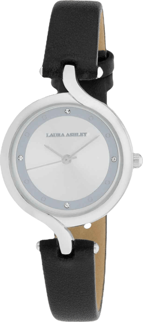 Women's Quartz Black Leather Watch, 30mm