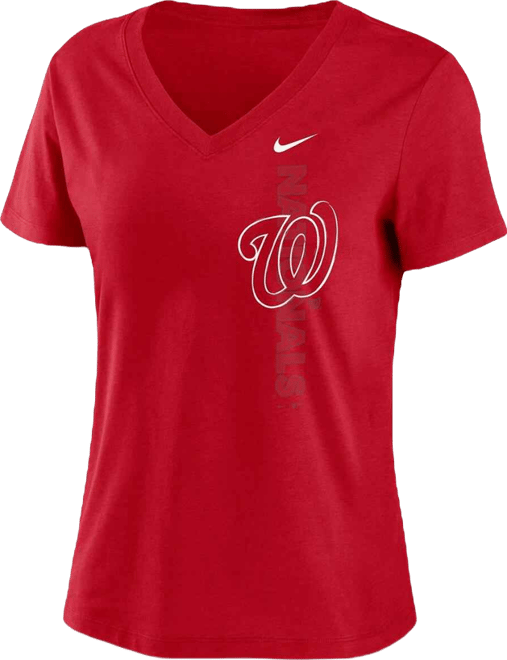 Women's Red Washington Nationals Local Team Tri-Blend V-Neck T-Shirt