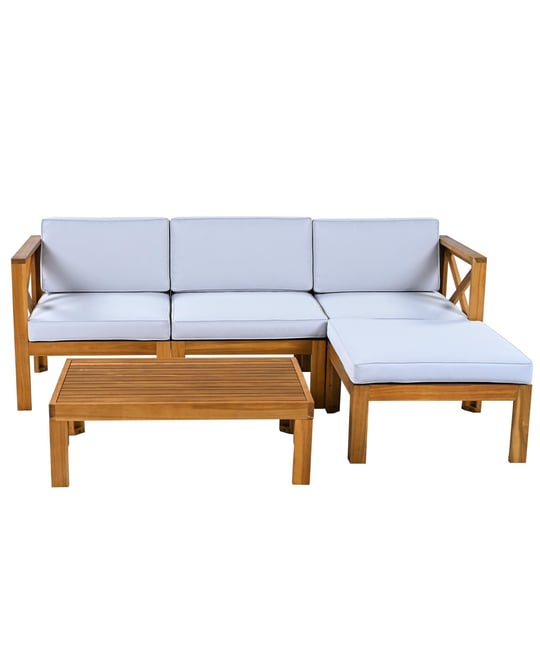 Outdoor Wood 5-Piece Sectional Sofa Seating Group Set with Cushions