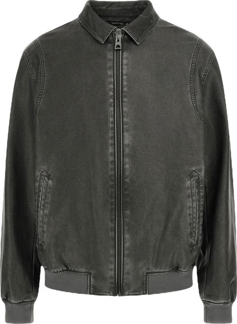 Men's Aviator Relaxed-Fit Faux-Leather Bomber Jacket