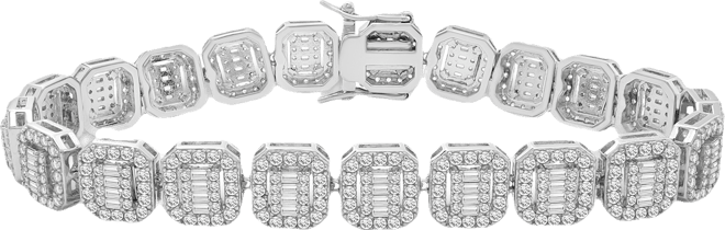 Men's Cubic Zirconia Cushion Bracelet in Sterling Silver