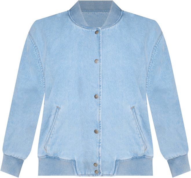 Plus Size Varsity Cotton Denim Bomber Jacket