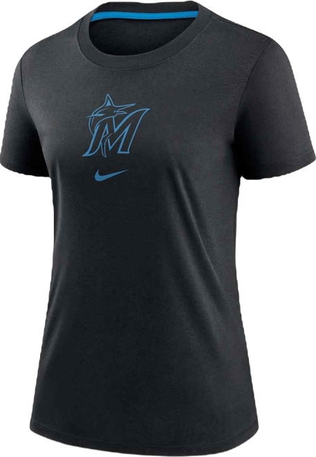 Women's Black Miami Marlins Authentic Collection Early Work Tri-Blend T-Shirt