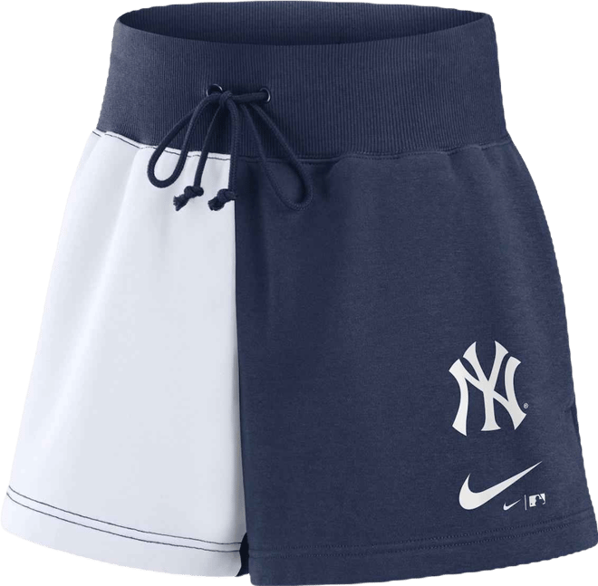 Women's Navy/White New York Yankees Color-Block Phoenix Fleece Lounge Shorts