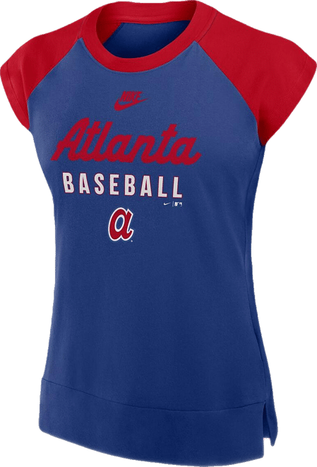 Women's Royal/Red Atlanta Braves Cooperstown Collection Raglan Performance T-Shirt