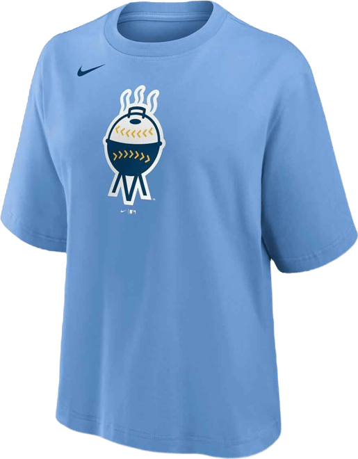 Women's Light Blue Milwaukee Brewers City Connect Logo Boxy T-Shirt