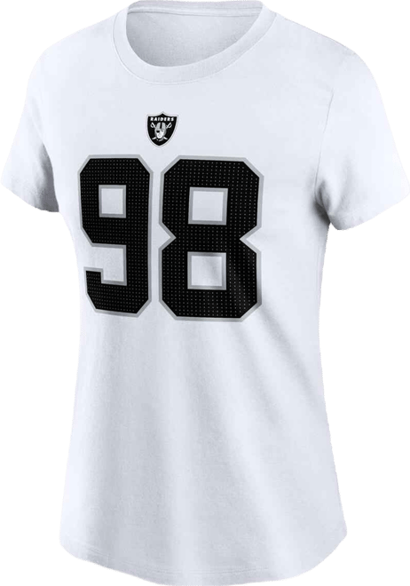Women's Maxx Crosby White Las Vegas Raiders Player Name Number T-Shirt