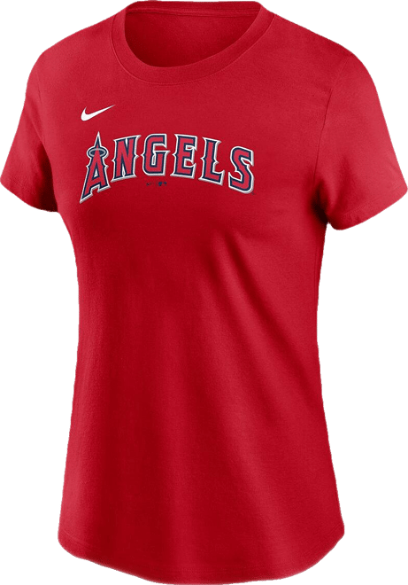 Women's Mike Trout Red Los Angeles Angels Fuse Name Number T-Shirt