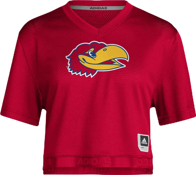 Women's Red Kansas Jayhawks Primegreen V-Neck Cropped Jersey