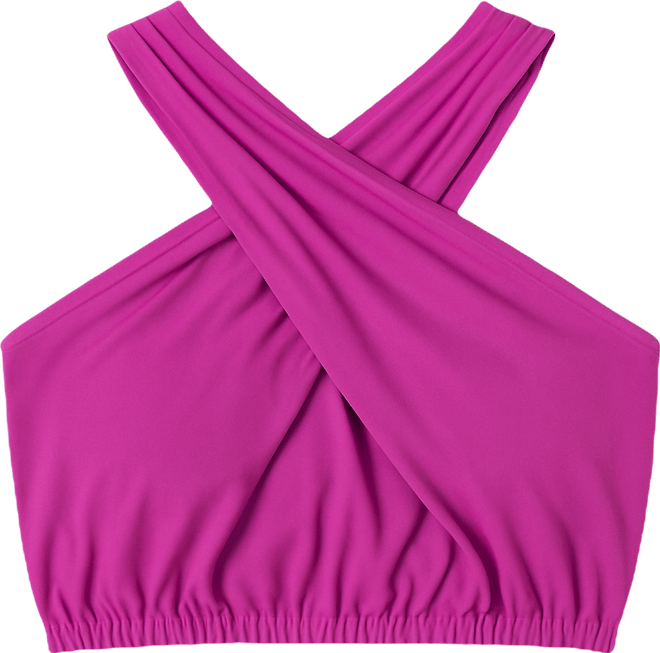 Women's Plus Size Shirred Wrap Crop Top