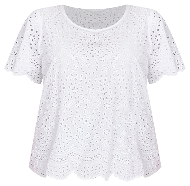 Alfred Dunner Plus Crystal Springs Womens Crew Neck Short Sleeve Blouse