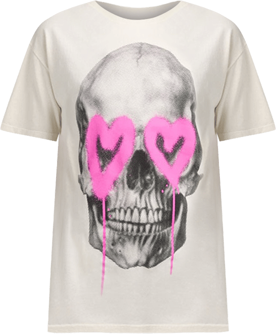 Shop Graphic Tees Skull Heart Eye Drip Tee FTT9410XX cream
