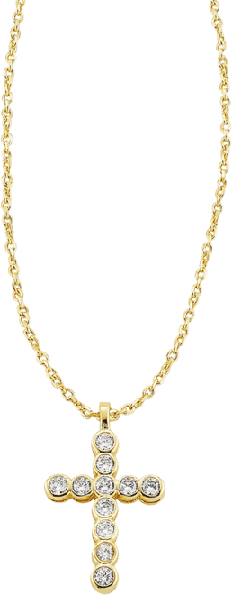 Gold-Tone Cross Crystal 19" Pendant Necklace