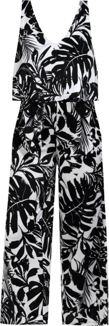 C'est La Vie Womens Short Sleeve Printed Jumpsuit
