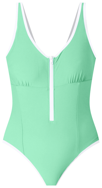 Tommy Hilfiger Womens Front Zip One Piece Swimsuit