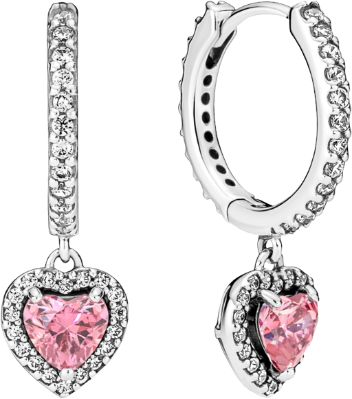 Sterling Silver Sparkling Halo Heart Hoop Earrings