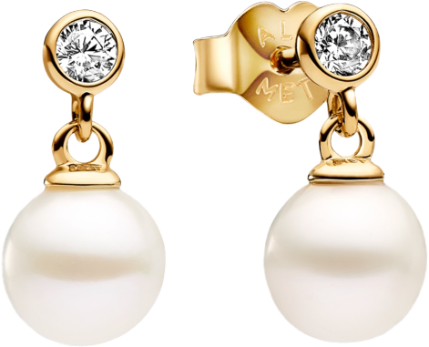 Gold-Plated Treated Freshwater Cultured Pearl Stone Drop Earrings
