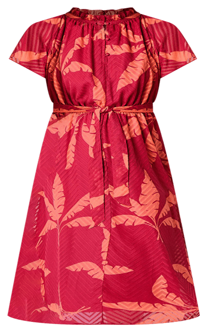 Liz Claiborne Womens Short Sleeve Leaf Midi A-Line Dress Plus
