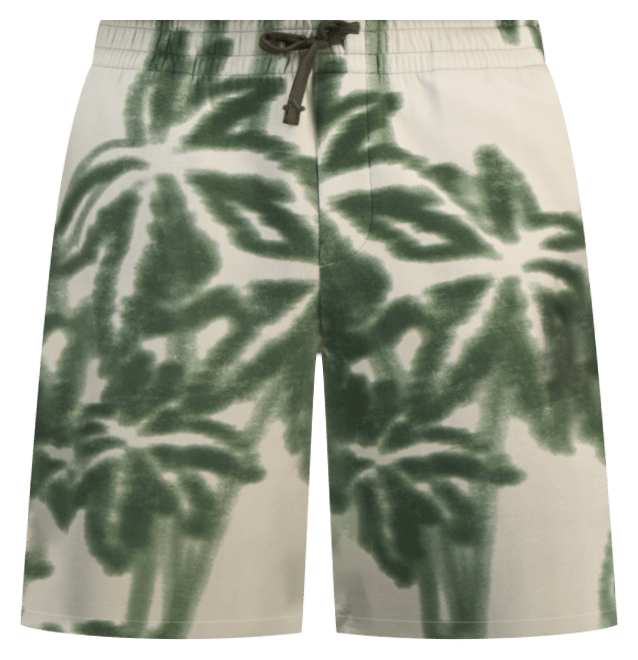 Men's Drawstring Palm Tree Print 9" Bermuda Shorts