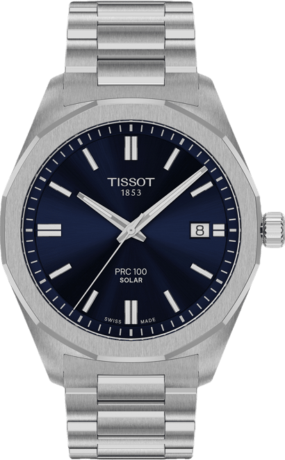 Men's Swiss Prc 100 Solar Quartz Stainless Steel Bracelet Watch 39mm