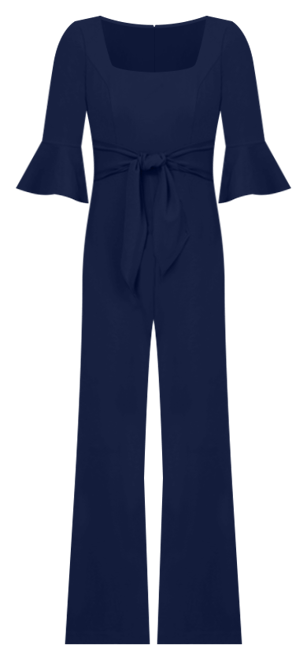 Women's Square-Neck Bell-Sleeve Wide-Leg Jumpsuit