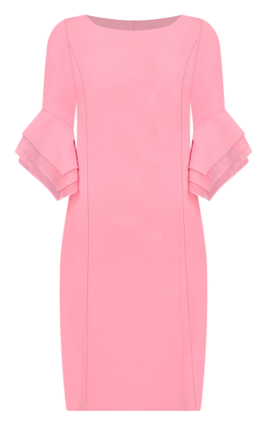 Women's Crepe Tiered-Sleeve Sheath Dress