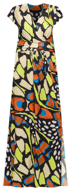 Women's Cap Sleeve V Neck Side Slit Pocket Maxi Dress