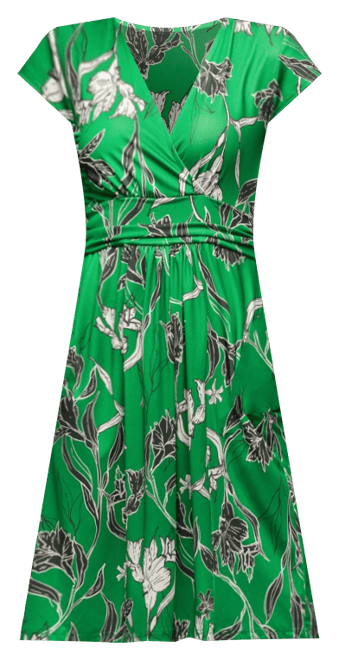 Women's Cap Sleeve V Neck Knee Length Pocket Dress