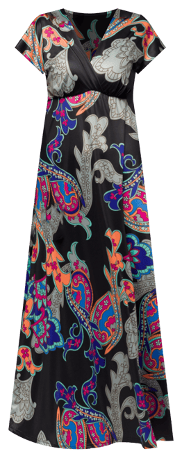 Women's V Neck Empire Waist Cap Sleeve Maxi Dress