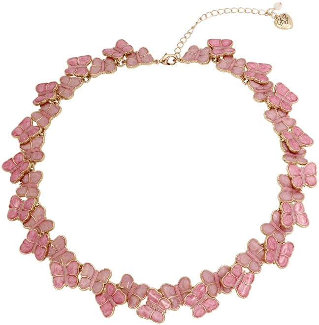 Betsey Johnson Pink Stone Sweetheart Butterfly Collar