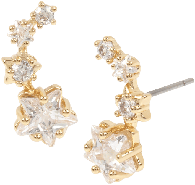 Cubic Zirconia Shooting Star Crawlers Earrings