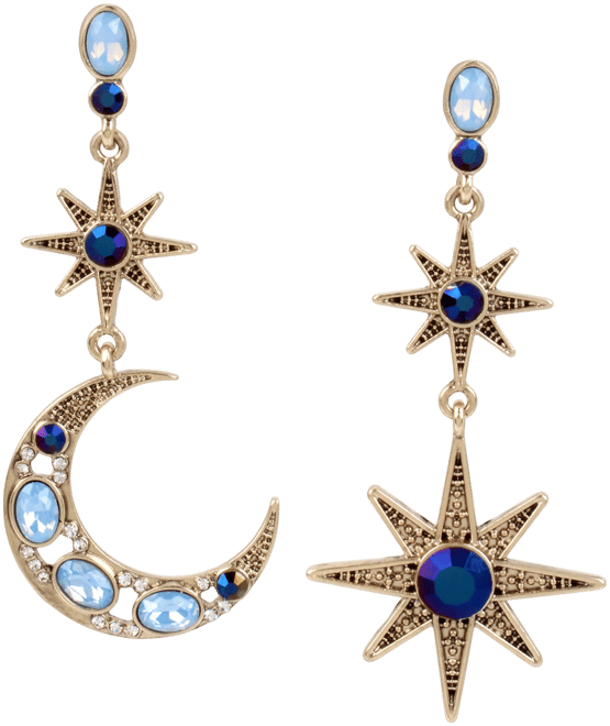 Faux Stone Celestial Mismatch Drop Earrings