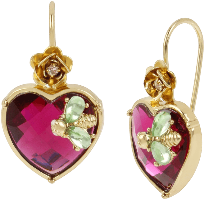 Faux Stone Heart Critter Dangle Earrings