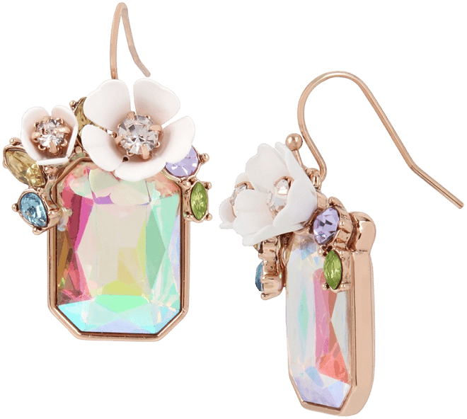 Faux Stone Flower Cluster Stone Drop Earrings